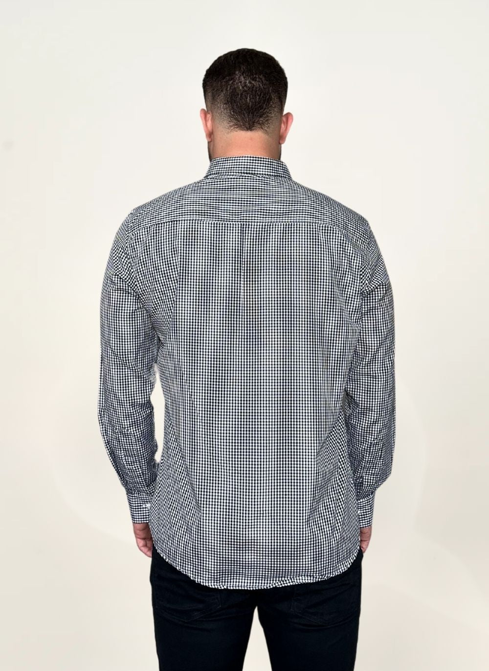 Camisa Social RL - Manga Longa Micro Xadrez Preta